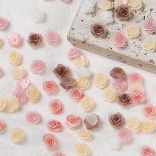 สติกเกอร์กุหลาบเรซิ่น20-50ชิ้น สติกเกอร์ดอกกุหลาบสีขาว ไม่มีรูพรุน อุปกรณ์ตกแต่ง เครื่องประดับโฮมเมด