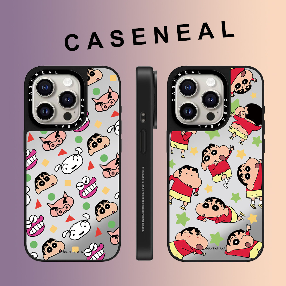 CASENEAL Graffiti การ์ตูนสนุกตัวอักษรกระจก face เคสโทรศัพท์สําหรับ iPhone 16 Pro Max 15 Plus 14 ProMax 13 12Pro 11 โทรศัพท์กันกระแทกขอบนุ่ม hard กรณีป้องกัน