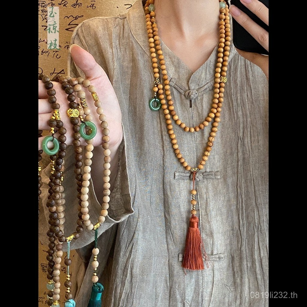 สร้อยคอ Hanfu Cheongsam สไตล์จีน พู่หอมไม้จันทร์และลูกปัด 108 เม็ด สำหรับคนรักแฟชั่นดั้งเดิม CTE8