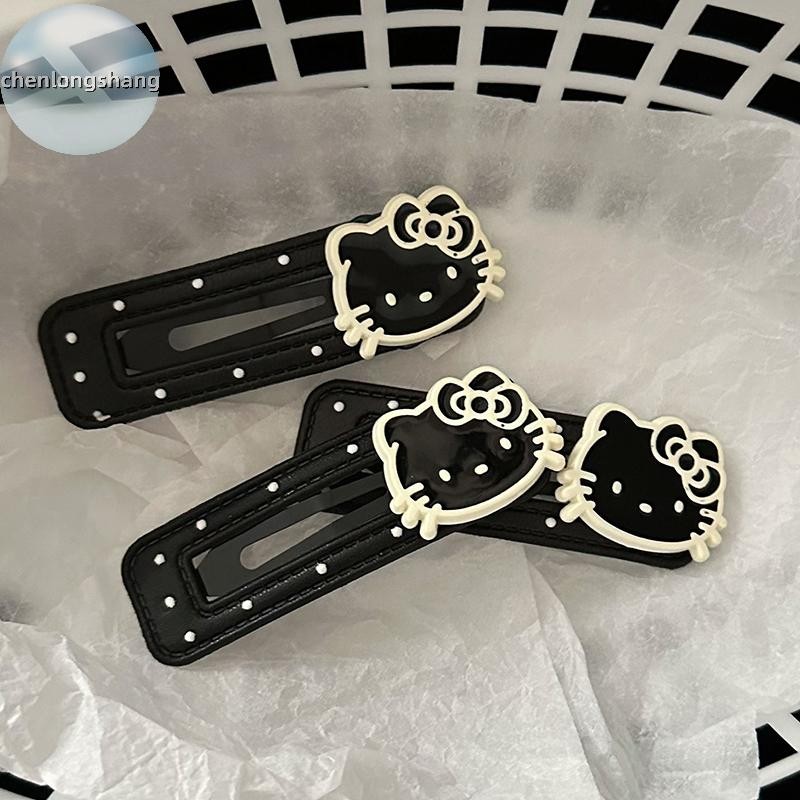 Chenlongshang Kawaii Sanrio Hello Kitty Hairpin การ์ตูนน่ารัก BB กิ๊บติดผมสําหรับผู้หญิงสาวหวานด้านข้าง Bangs คลิปแฟชั่นอุปกรณ์เสริมผมของขวัญ EN