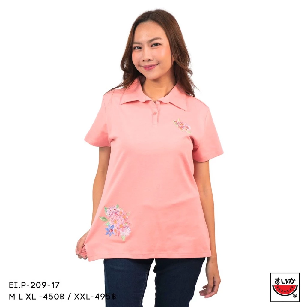 เสื้อยืดคอปกแขนสั้น ลายปักดอกไม้ SUIKA EI.P-209 thumbnail 3