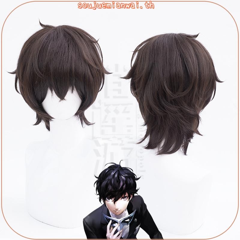 Anime P5 Hero Kurusu Akira Cosplay Wig Persona 5 Ren Amya 30cm Short Black Heat Resistant Hair