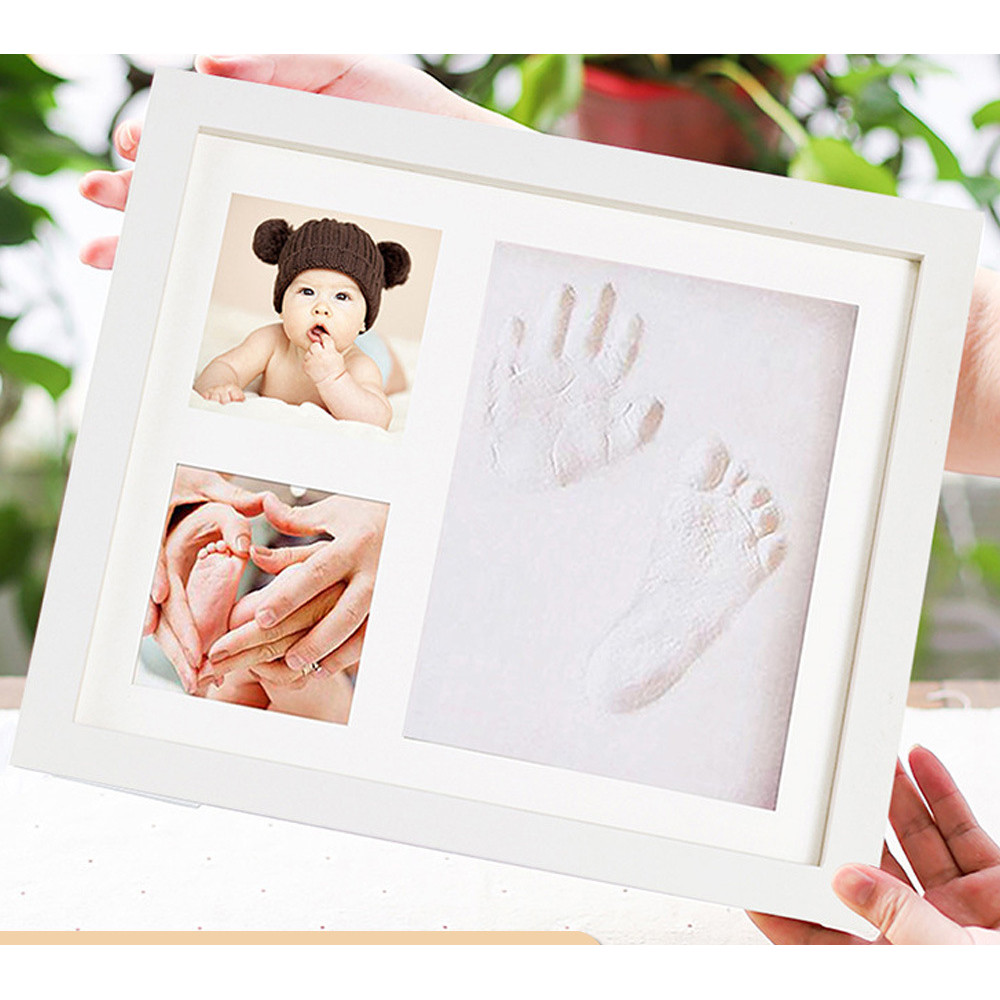 ‌Baby Handprint & Footprint Keepsake Frame กล่องเงาไม้พร้อมกระจก ติดผนังได้ (รวมชุด DIY)