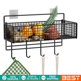 Kitchen Organizer Rack Wall Mounted Spice Storage Holder Fruit Basket Hanging Vegetable Shelf Racks