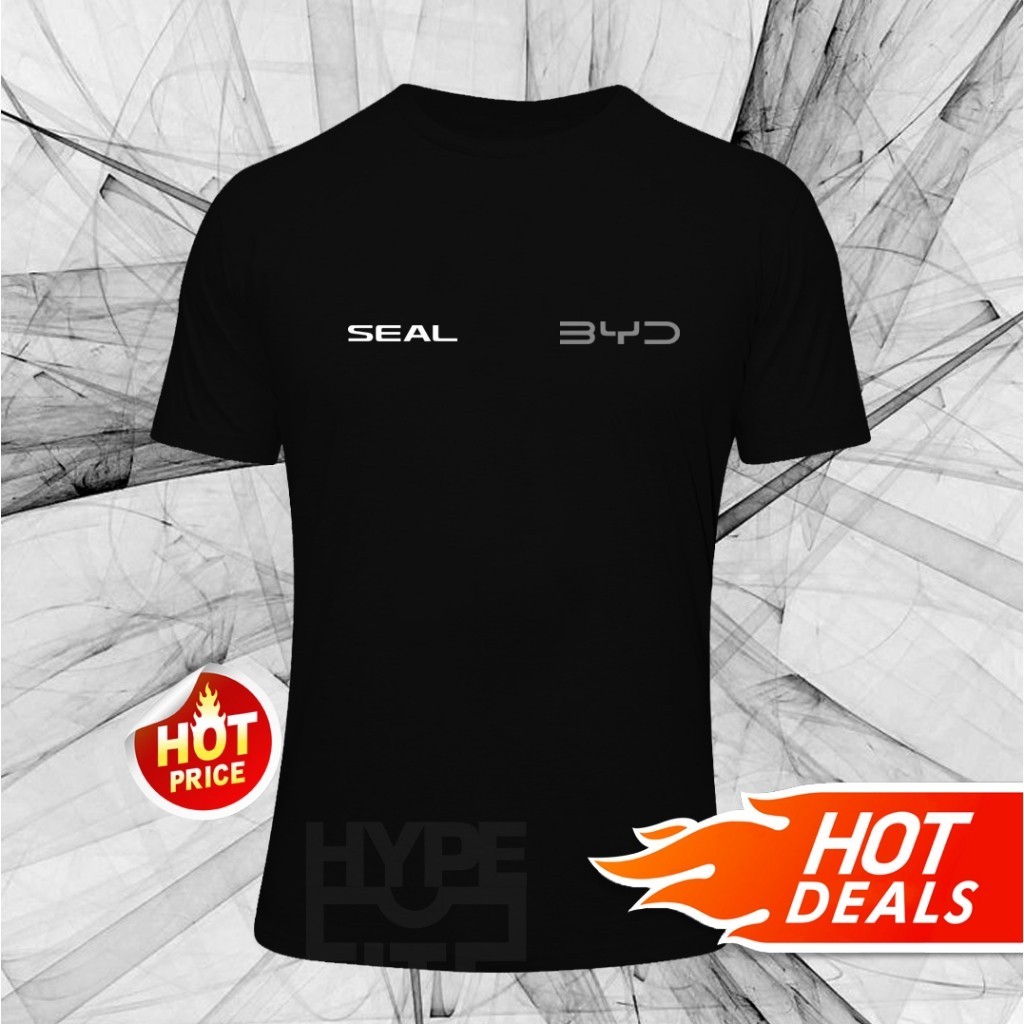 S-5XL เสื้อยืด Tee Cotton 170GSM ใหม่ BYD SEAL โลโก้ Build Your Dream ยานพาหนะไฟฟ้าแขนสั้นขนาดใหญ่ที่มีอยู่