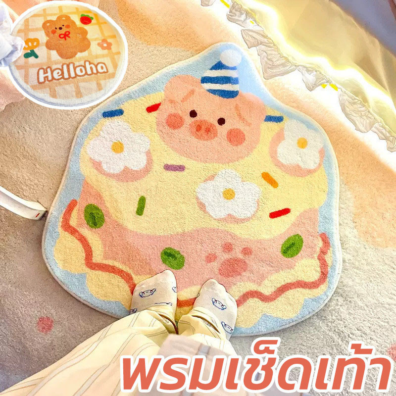 พร้อมส่ พรมเช็ดเท้า 40*40cm กันลื่น ดูดซับน้ำ ลายการ์ตูน พรมบ้าน