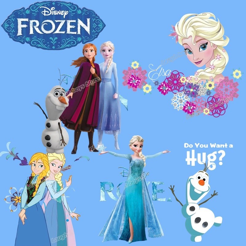 Disney Frozen การ์ตูนแพทช์ถ่ายเทความร้อน Elsa Anna สติกเกอร์รีดเสื้อผ้าล้างทําความสะอาดได้ DIY เสื้อยืดกระเป๋าเป้สะพายหลังหมวกสติกเกอร์ตกแต่ง