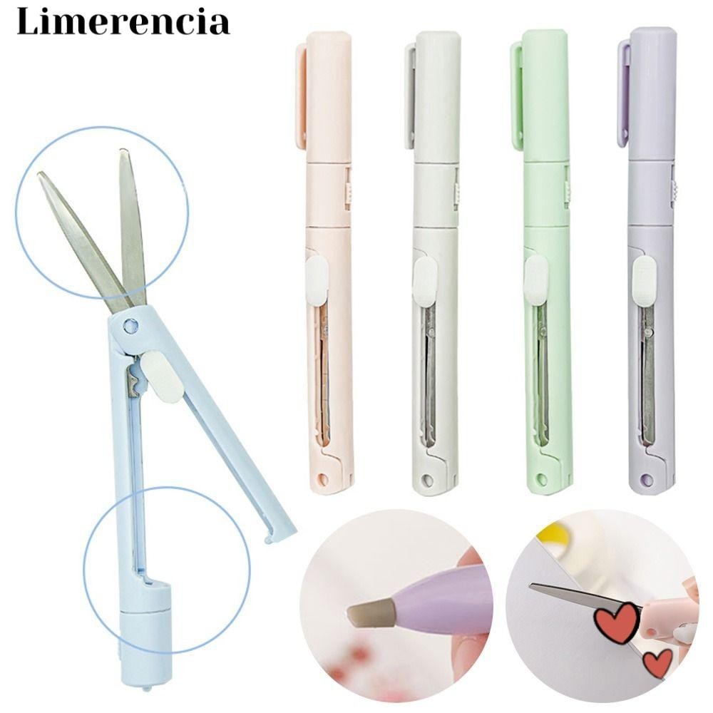 Limerencia กรรไกรรูปปากกา Safe School Office Supplies เครื่องเขียน DIY กรรไกรพับ