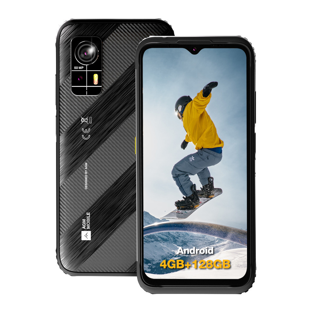Agm H6 Lite สมาร์ทโฟนที่ทนทาน 4+128GB - Unisoc T606 Octa-Core, กล้อง 50MP, จอแสดงผล IPS HD+ 720p, IP