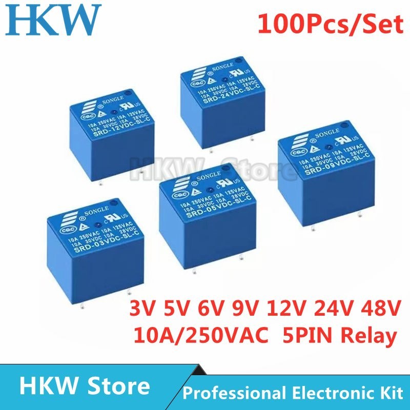 ❈100pcs Relay SRD-03VDC-SL-C SRD-05VDC-SL-C SRD-24VDC-SL-C SRD-12VDC-SL-C 3V 5V 6V 9V 12V 24V 48V 10