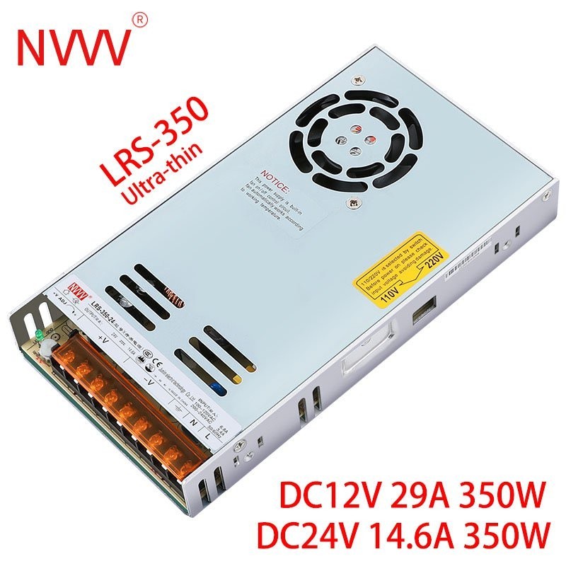 ✡NVVV LRS-350W 12V 29A Ultra-thin Adjustable Switching Power Supply With Cooling Fan AC to DC 12V 24