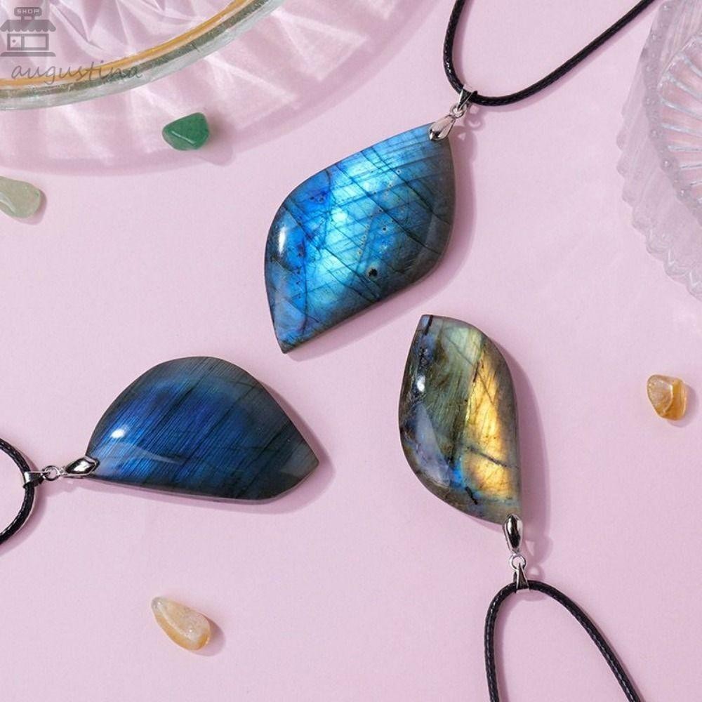 Augustina คริสตัล Labradorite Pendent, รูปเรขาคณิตหินหัตถกรรม Labradorite ธรรมชาติ, โมเดิร์นหินดิบขัดประณีตธรรมชาติการฝึกอบรมหินวันเกิด