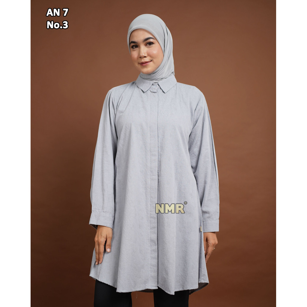 KEMEJA KATUN NMR Jaguard Cotton Blouse AN7-3 (คอปกเสื้อ)