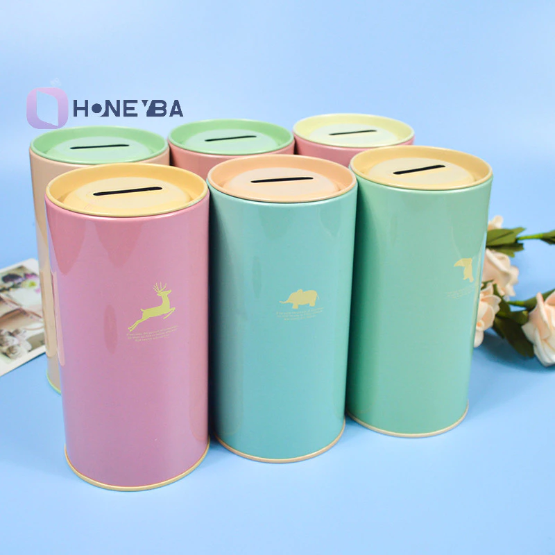 <Honeyby> สัตว์สีลูกกวาดกระปุกออมสินกระปุกออมสินโลหะน่ารักจิปาถะกระป๋องการจัดเก็บกระป๋องของขวัญกระป๋องตกแต่งบ้านกล่องเงิน