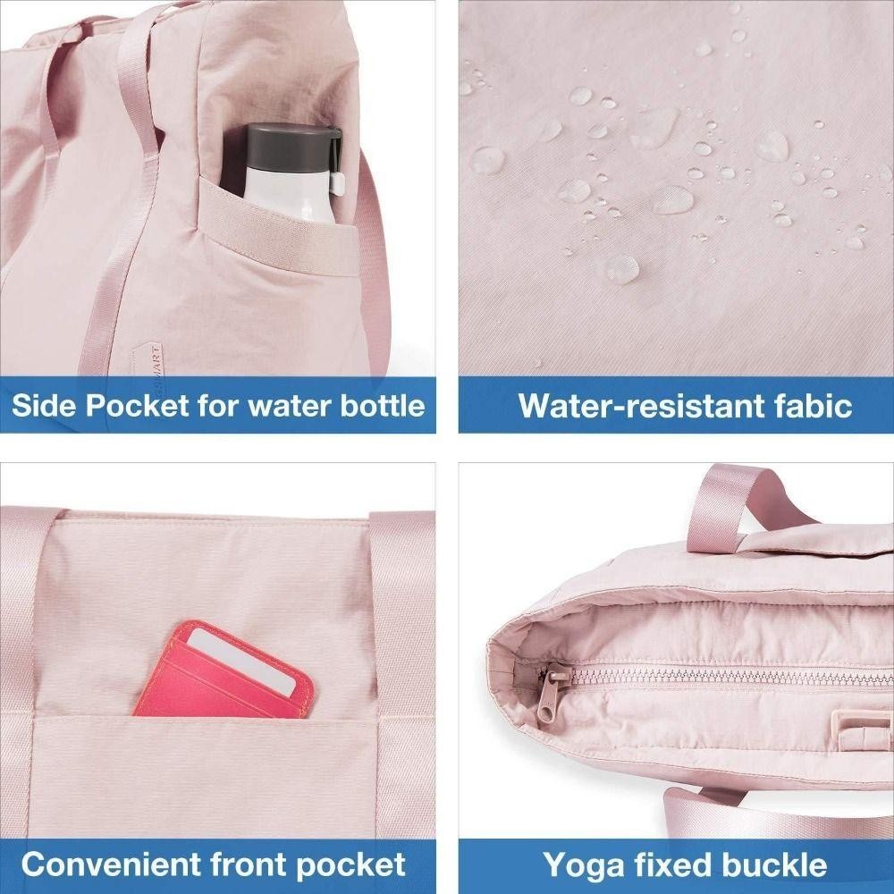 BASTIBAG Tote bag กระเป๋าสะพายผ้าไนลอนแล็ปท็อป เสื่อโยคะสีทึบ กระเป๋าใต้วงแขนความจุขนาดใหญ่