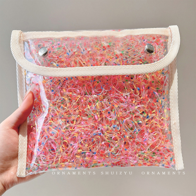 2000/1000 ชิ้นผูกผมยืดหยุ่นสูงสําหรับสาวน้อยแฟชั่นเกาหลีที่มีสีสันยางรัด หมวก