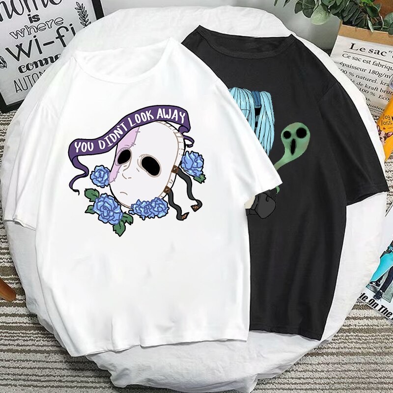 คุณภาพสูง เสื้อยืดผ้าฝ้ายเกม Sally Face Mask TShirt Unique Gothic สไตล์สั้นแขน Tee แฟชั่น   ผู้หญิงผ