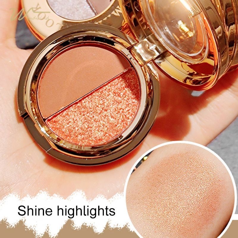 Windind MEIBAOGE อายแชโดว์ 2สี อายแชโดว์พาเลท เนื้อใยไหม ประกายชิมเมอร์ สีสวย เนื้อละมุน กันน้ำ