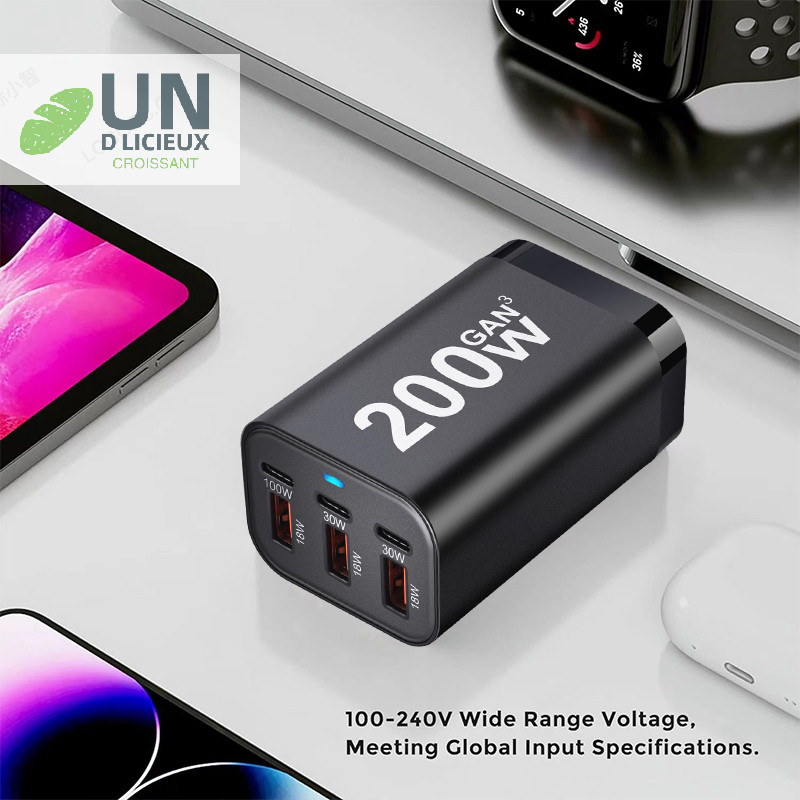Good 200W 6-Ports Type-C USB Desktop Charger PD UBS-C Fast Charging Power Adapter สําหรับ Macbook แล็ปท็อปสําหรับ Iphone Android แท็บเล็ตการเดินทางได้ดี