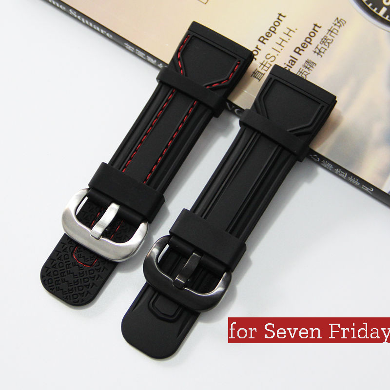 28 มม.ยางนุ่ม WatchBands สําหรับ Seven Friday สายนาฬิกานาฬิกากันน้ํา Sevenfriday สายรัดข้อมือสร้อยข้