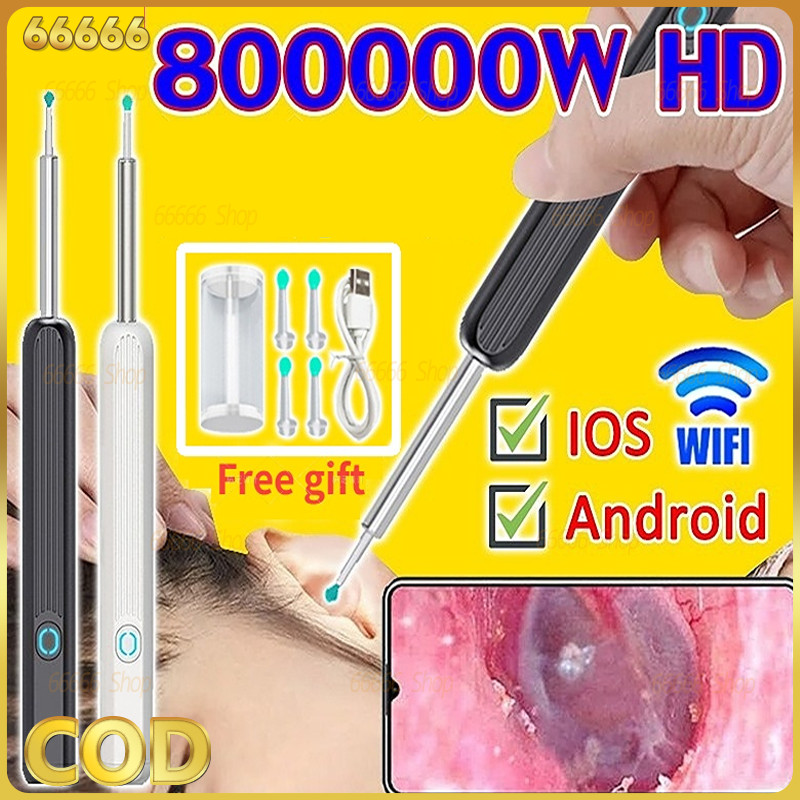 ไม้แคะหูมีกล้อง อุปกรณ์แคะหู USB WIFI พร้อมแคะหู 6 อัน ไฟ LED 6 ดวง แคะหูกันน้ำ แคะหูพร้อมกล้อง ชุดแคะหู