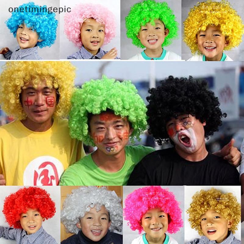 Clown ผมเด็กผู้ใหญ่ Clown คอสเพลย์วิกผมรอบ Bangs ผมหมวก Party อุปกรณ์เสริมผม OTE CURLY CURLY ทรงผม