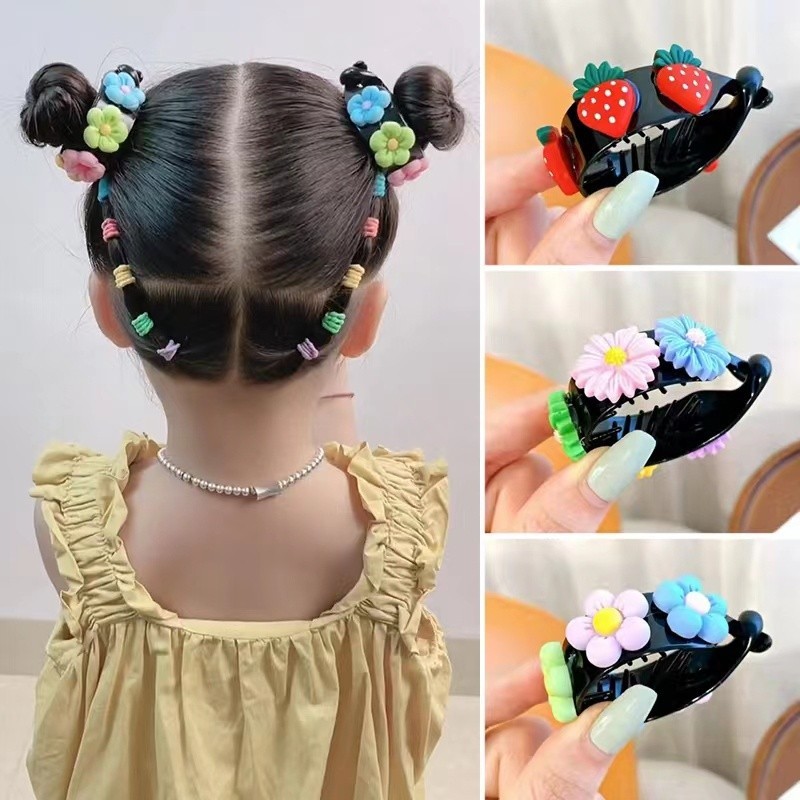 4ชิ้นน่ารักผมหางม้ากิ๊บสําหรับเด็กสาวดอกไม้โบว์ผมหัวเข็มขัดอุปกรณ์ผม