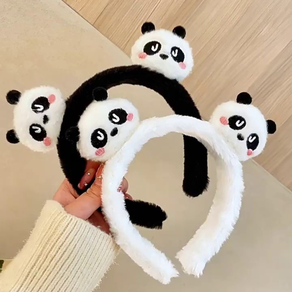 ตุ๊กตาแพนด้าผมวงหญิงน่ารักสามมิติการ์ตูนสัตว์อเนกประสงค์อุปกรณ์ผม