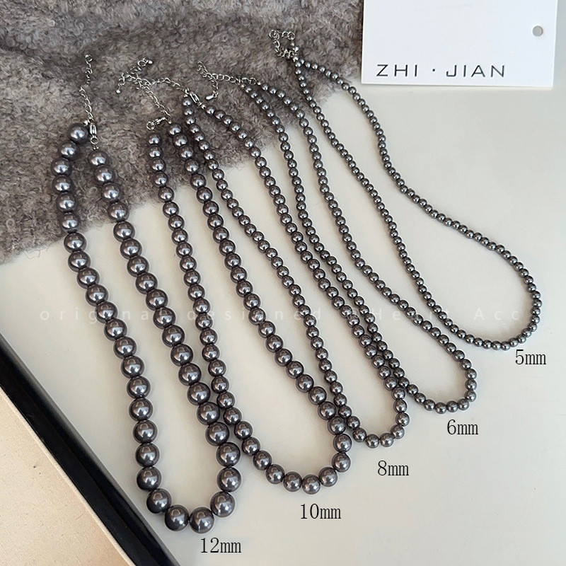 French Romantic Elegant Irregular Grey Pearl Chain Mori Series All-Match Classy Multi-Layered Layered C