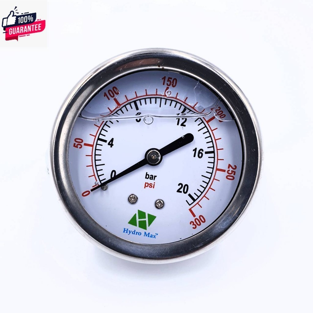 CYMT - เกจวัดแรงดันน้ำ 0 - 80 , 0 - 150 , 0 - 300 psi หน้าปัด 2.5 นิ้ว เกลียวสแตนเลส ออกหลัง ชนิดมีน