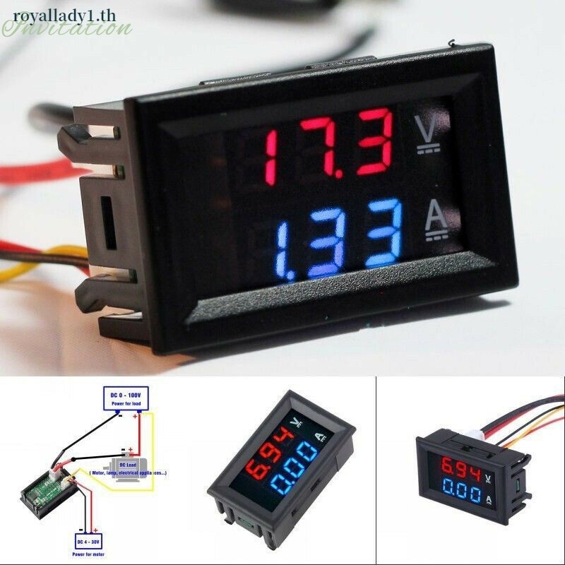 [ในสต็อก] Dual LED 3 หลักดิจิตอล DC 100V 10A โวลต์มิเตอร์แอมป์มิเตอร์แรงดันไฟฟ้า Amps Power Meter