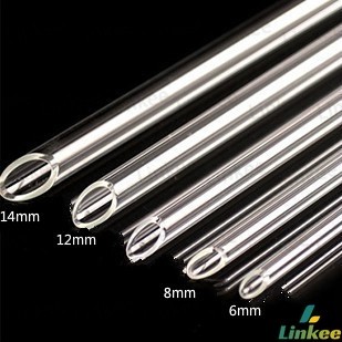 Linkee หลอดดูดน้ำ แบบแก้วใส ปลายเฉียง ใช้ดื่มชานม ชาไข่มุข ความยาว 20 cm glass straw