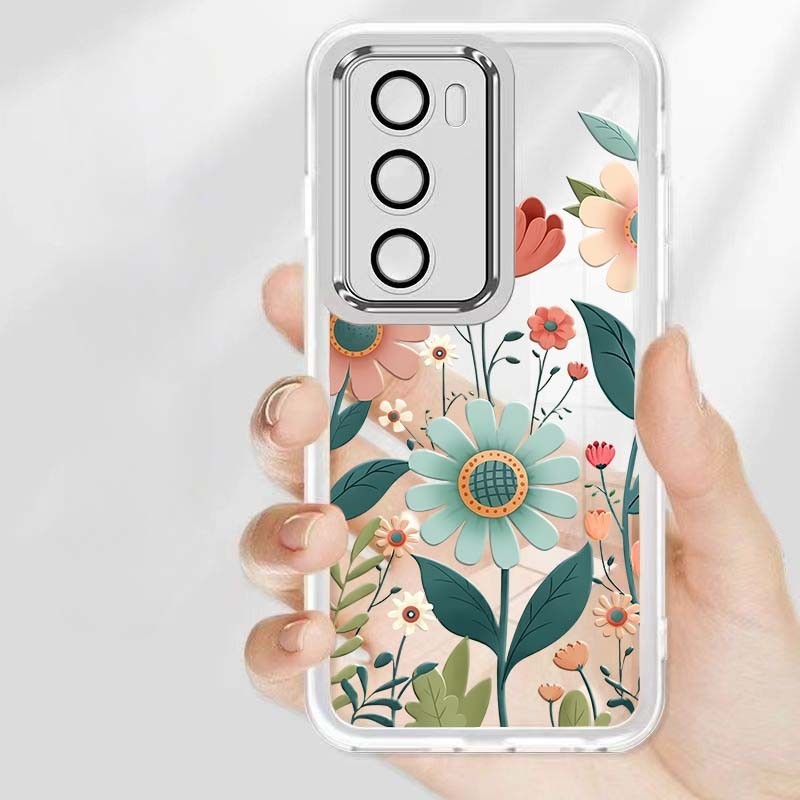 เคส OPPO Reno 12 11 10 Pro Reno12Pro 11F 8T 8Z 7Z 8 6 5 5G เคสโทรศัพท์พร้อมตัวป้องกันกล้องกันกระแทกออกแบบใหม่สําหรับสาวผู้หญิง