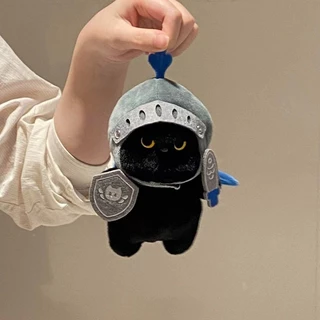 🐈‍⬛พร้อมส่ง🔥คาวาเลียร์แคท ตุ๊กตาผ้าพลัฌ ลากอัศวิน ตุ๊กตาแมวดำน่ารัก ของเล่นเด็ก ของขวัญ Knight Cat Shield Silly Cat