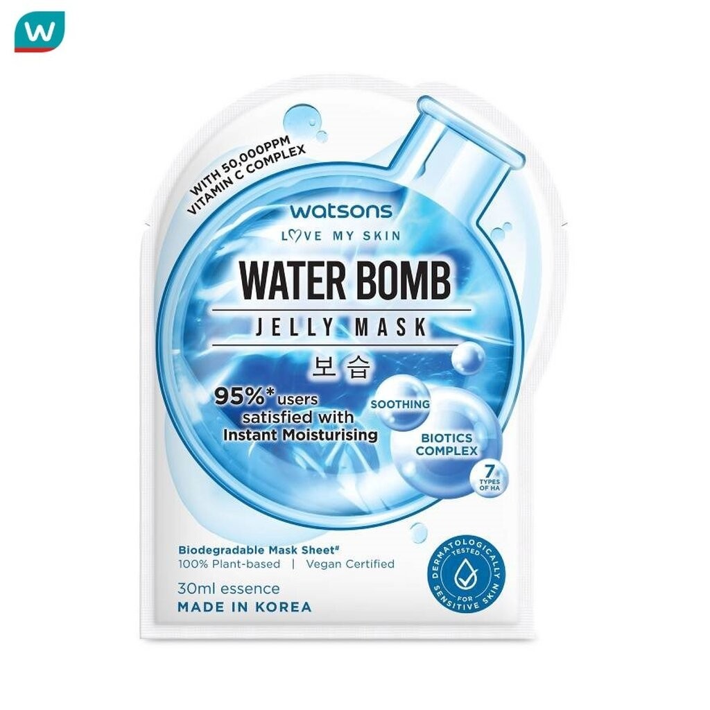 Watsons วัตสัน วอเตอร์ บอมบ์ เจลลี่ มาสก์ 1 แผ่น.