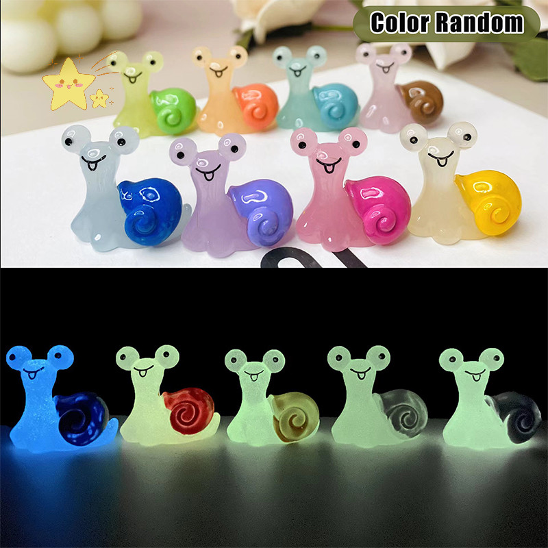 [JBTH] 10 ชิ้น Luminous Snail Mini Figurine Micro Landscape อุปกรณ์ตกแต่งบ้านของเล่น [JB]