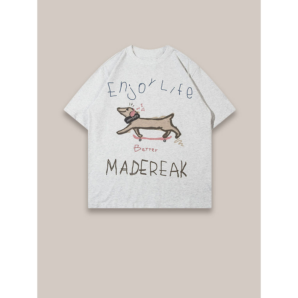 COD (กรุงเทพจัดส่งสินค้า)BOOM Shop OVERSIZET-shirt，ลูกสุนัขการ์ตูนน่ารักพิเศษพิมพ์เสื้อยืดแขนสั้นหลวม#51460