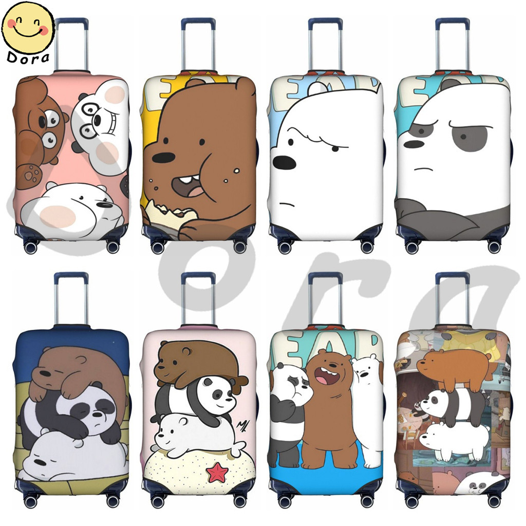 We Bare Bears ผ้าคลุมกระเป๋าเดินทางแบบล้างทําความสะอาดได้ผ้าคลุมกระเป๋าเดินทางป้องกันรอยขีดข่วนเหมาะกับกระเป๋าเดินทางขนาด 18-32 นิ้ว