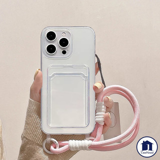 เคสใส่บัตรแบบมีสายคล้องแบบเรียบง่าย เข้ากันได้กับ IPhone XR 7 Plus 11 13 12 14 15 Pro Max 14 15 Plus 14 Pro X XS Max SE