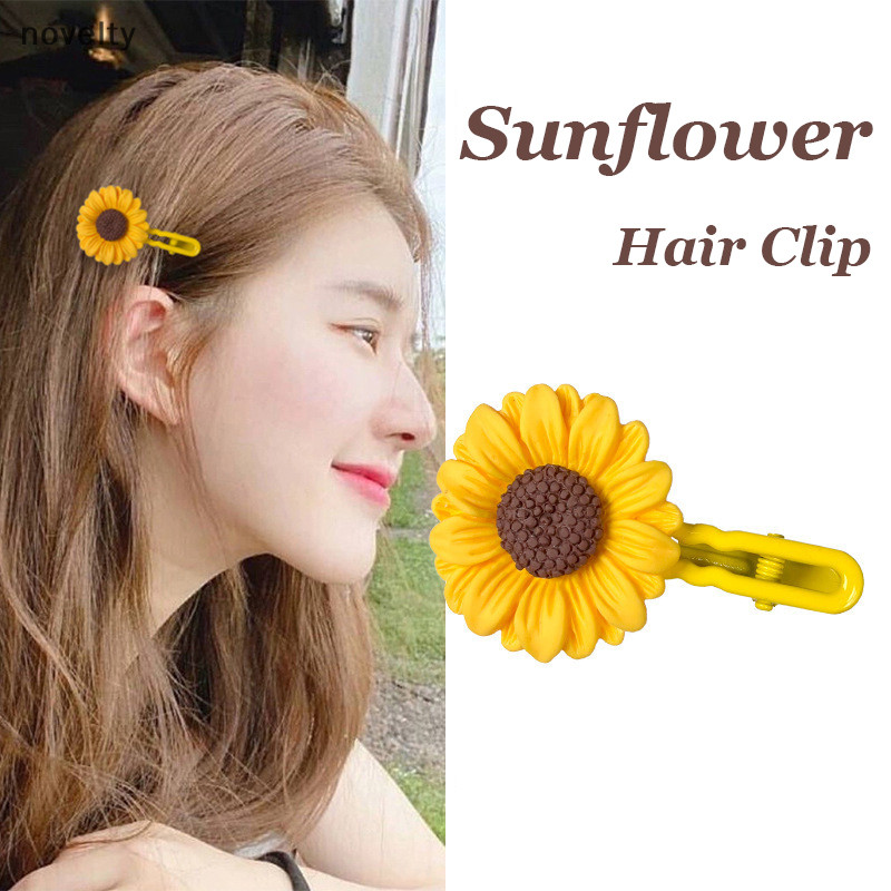 Nly น่ารักดอกทานตะวันคลิปผมสาว Barrettes ดอกไม้ Hairpin เด็กด้านข้าง Bang คลิปเรซิ่นดอกไม้อุปกรณ์เสริมผมตกแต่งของขวัญ N