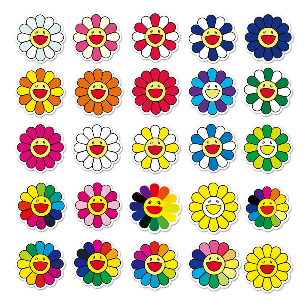 🎭พร้อมส่ง🎭 50ชิ้น สติกเกอร์ Murakami Flower ดอกไม้มุราคามิ Kaikai Kiki ดอกทานตะวัน Sticker กันน้ำ - รูปที่ 7