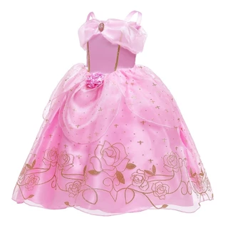 UhomeKids คอสเพลย์ Aurora ชุดเจ้าหญิงการ์ตูน Sleeping Beauty Princess เครื่องแต่งกายสาวชุดงานเลี้ยงวันเกิด