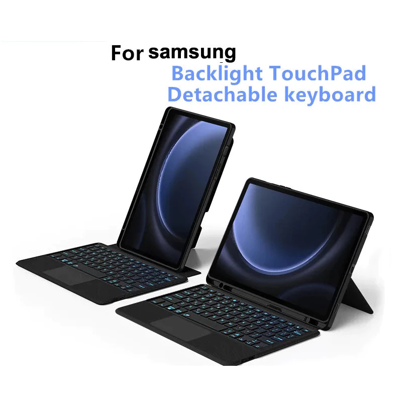 (รุ่นไทย) Magnetic Keyboard Case ไร้สายถอดแม่เหล็กคีย์บอร์ดสําหรับSamsung Galaxy Tab S9 S10 Ultra S9 S10 FE 10.9 สมาร์ทS9 S10 FE Plus S7 S8 S9 S7 FE A8 S6 lite A9 Plusกรณีแท็บเล็ต Keyboard Case