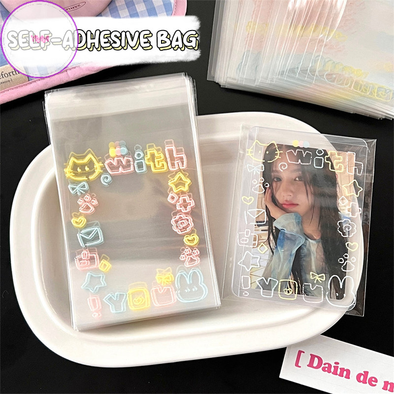 Yiyi 100 ชิ้นการ์ตูน Graffiti ลูกแมว Self-Adhesive กระเป๋า Candy บรรจุภัณฑ์อาหารกระเป๋าขนาดเล็กถุงปิ