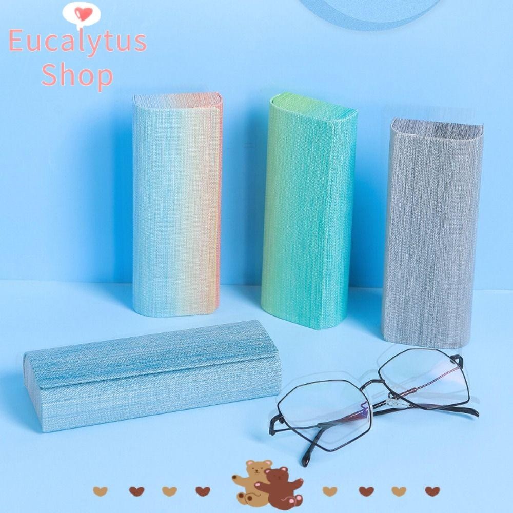 Eucalytus1 กล ่ องแว ่ นตา , แว ่ นตาหนัง PU สีรุ ้ ง , แขนป ้ องกันโลหะเรียบง ่ ายผู ้ ชาย
