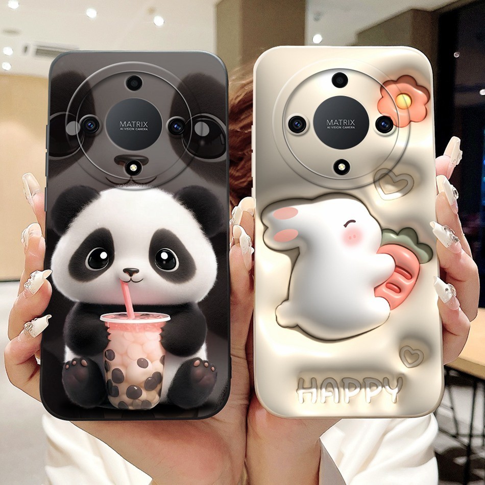 Honor X9a 5G RMO-NX1 เลนส์ป้องกันกรณี HonorX9a X 9A 5G น่ารักแพนด้ากระต่ายดอกไม้การ์ตูนซิลิโคนอ่อนนุ่มเคสโทรศัพท์