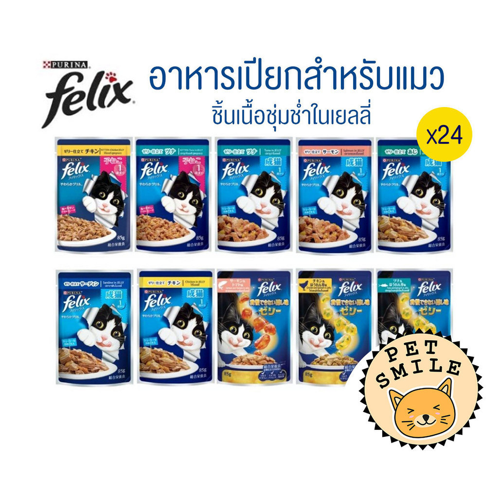 [ยกลัง 24 ซอง] FELIX เฟลิกซ์ อาหารเปียกแมว  ขนาด 85 กรัม