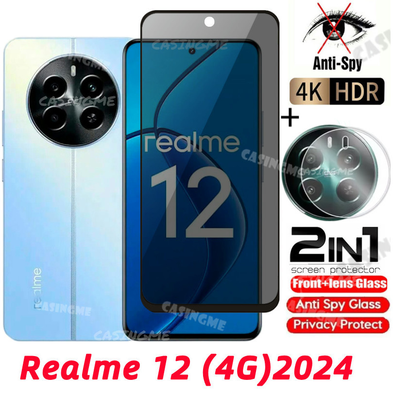 Realme 12 2024 13 กระจกนิรภัยส่วนตัว Anti-Spy คลุมทั้งหมดปกป้องหน้าจอ Anti Peek ฟิล์มความเป็นส่วนตัวสําหรับ Realme 13 12x 12 + Realme12 + x 4G 5G 2024 Anti Peek ฟิล์มความเป็นส่วนตัว