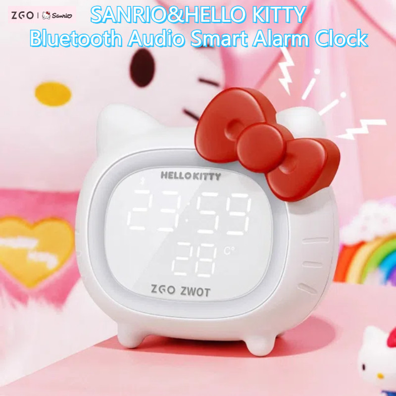 Etronik Sanrio Hello Kitty นาฬิกาปลุกอัจฉริยะ ลําโพงบลูทูธ เด็กน่ารัก ห้องนอน ตกแต่งนักเรียน ไฟ LED เด็กผู้หญิง ไฟกลางคืน พร้อมจอแสดงผลอุณหภูมิ ของขวัญวันเกิด นาฬิกาปลุกอเนกประสงค์