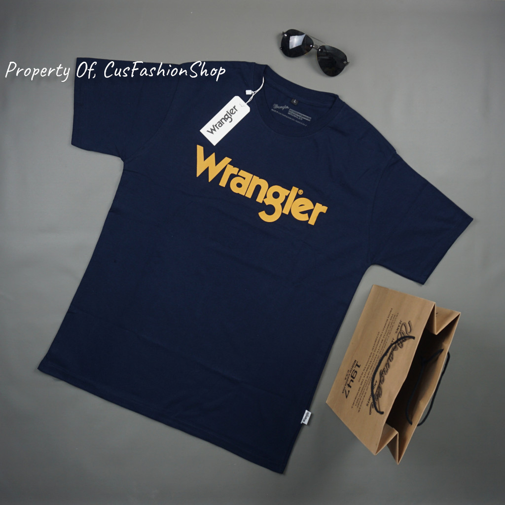 พร้อมส่ง   เสื้อยืดผู้ชาย Wrangler นำเข้า Wrangler สหรัฐอเมริกาเสื้อยืดเสื้อนำเข้าสีกรมท่า S-5XL